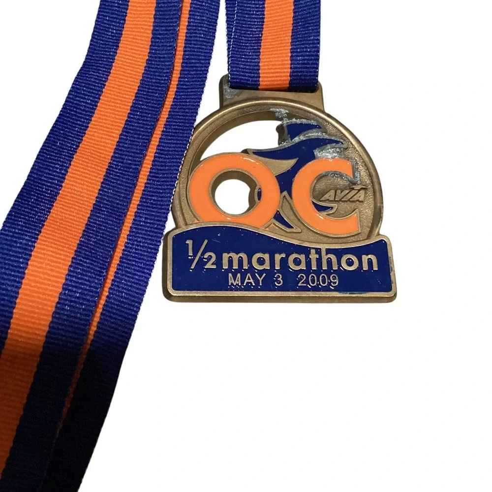 The OC Half Marathon Running Race Medal & Lanyard Orange County CA 2009 & 2012